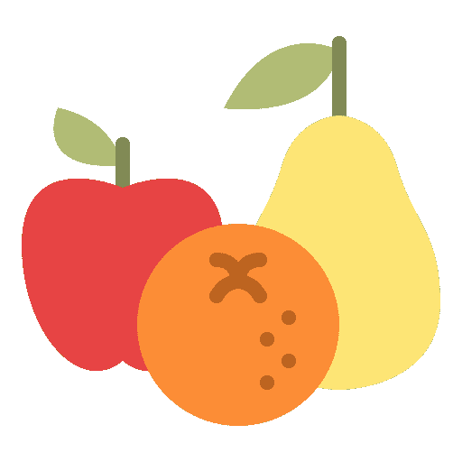 Icon of apple, pear and orange