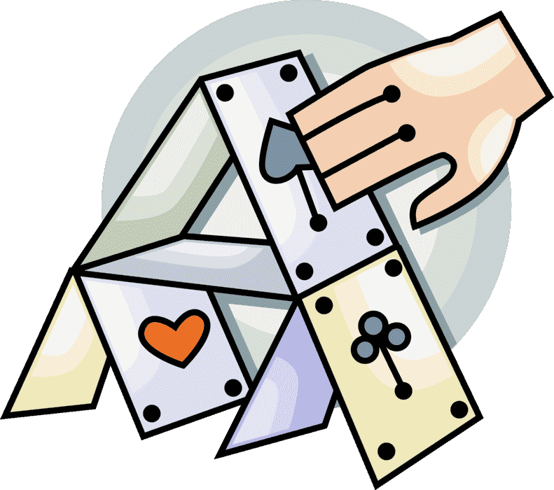 Icon of a hand touching a house of cards