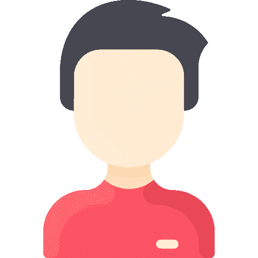 Icon of a man with black hair and red shirt