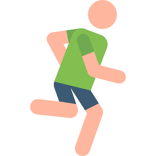 Man with green shirt running
